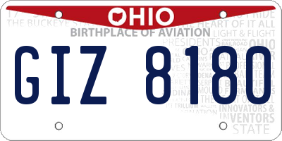 OH license plate GIZ8180