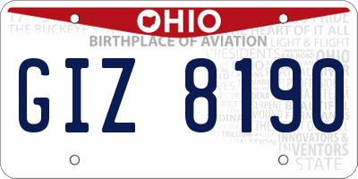 OH license plate GIZ8190