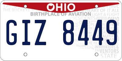 OH license plate GIZ8449