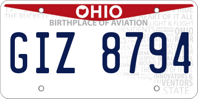 OH license plate GIZ8794