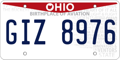 OH license plate GIZ8976