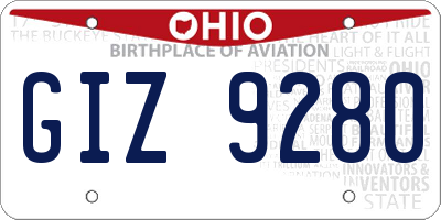 OH license plate GIZ9280