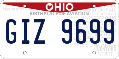 OH license plate GIZ9699