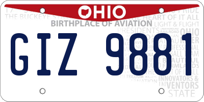OH license plate GIZ9881