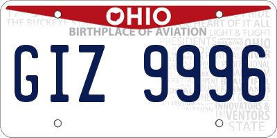 OH license plate GIZ9996