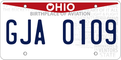 OH license plate GJA0109