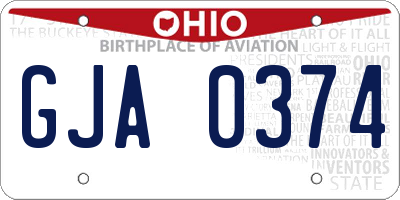 OH license plate GJA0374