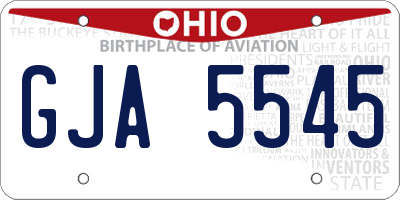 OH license plate GJA5545