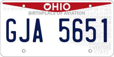 OH license plate GJA5651