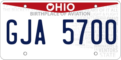 OH license plate GJA5700