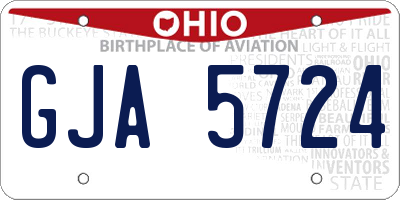 OH license plate GJA5724