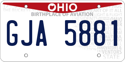OH license plate GJA5881