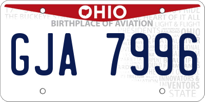 OH license plate GJA7996