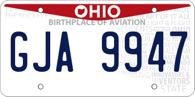 OH license plate GJA9947