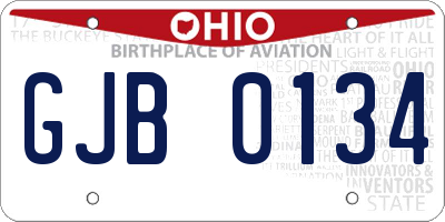 OH license plate GJB0134