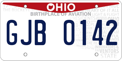 OH license plate GJB0142