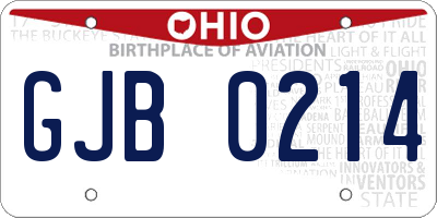 OH license plate GJB0214