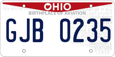 OH license plate GJB0235