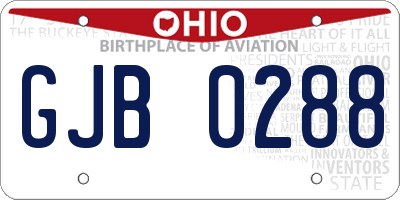OH license plate GJB0288