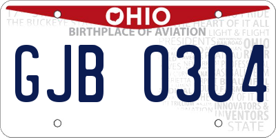 OH license plate GJB0304