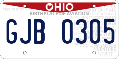 OH license plate GJB0305