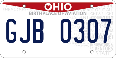 OH license plate GJB0307