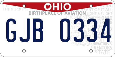 OH license plate GJB0334