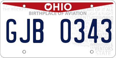 OH license plate GJB0343