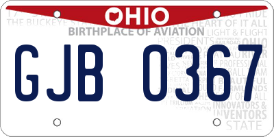 OH license plate GJB0367
