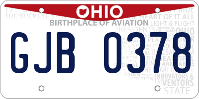 OH license plate GJB0378