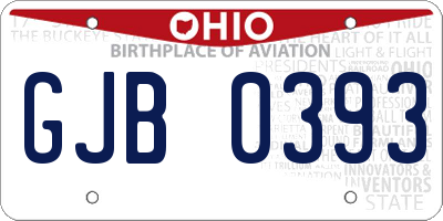OH license plate GJB0393