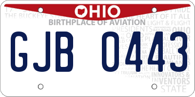 OH license plate GJB0443