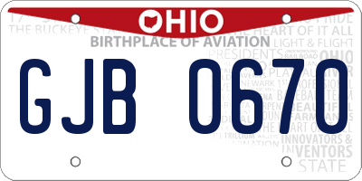 OH license plate GJB0670