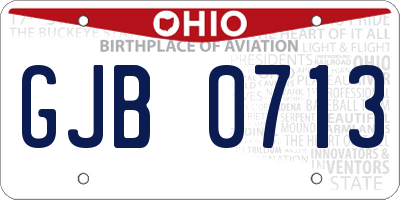 OH license plate GJB0713