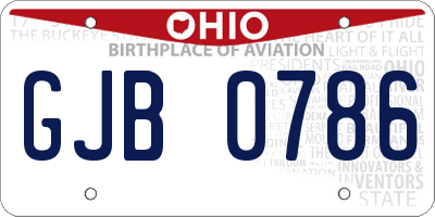 OH license plate GJB0786