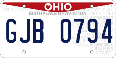 OH license plate GJB0794