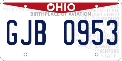 OH license plate GJB0953