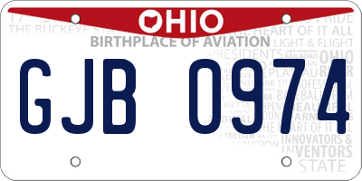 OH license plate GJB0974