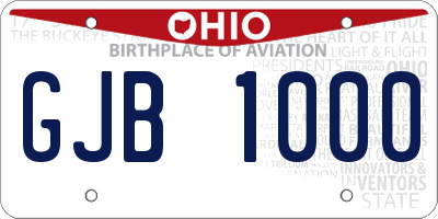 OH license plate GJB1000