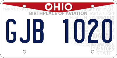 OH license plate GJB1020