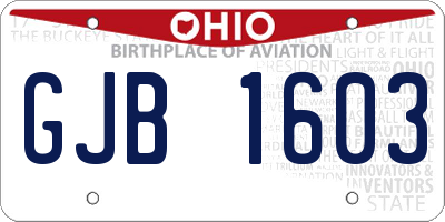 OH license plate GJB1603
