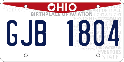 OH license plate GJB1804