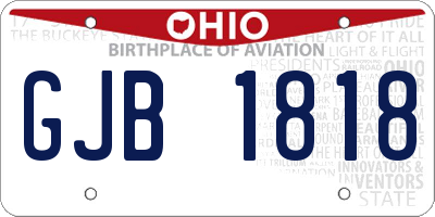 OH license plate GJB1818