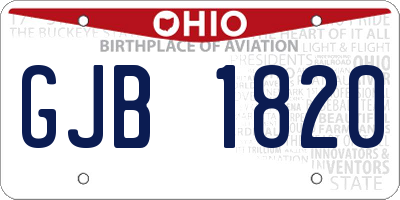 OH license plate GJB1820