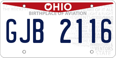 OH license plate GJB2116