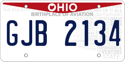 OH license plate GJB2134