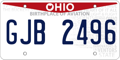 OH license plate GJB2496
