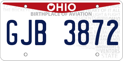 OH license plate GJB3872