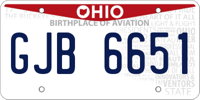 OH license plate GJB6651