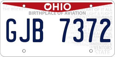 OH license plate GJB7372